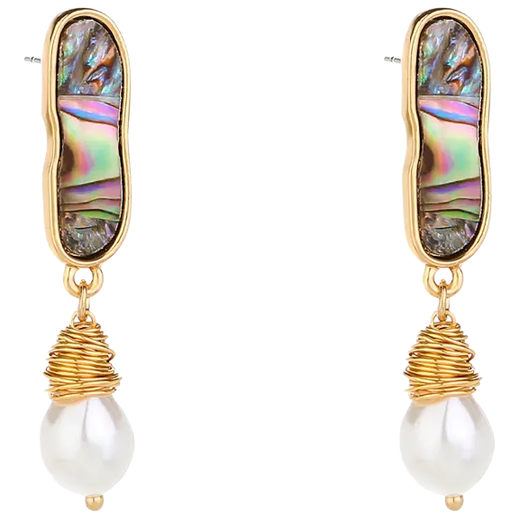 Hollywood Sensation 14K Gold Abalone Shell Earrings