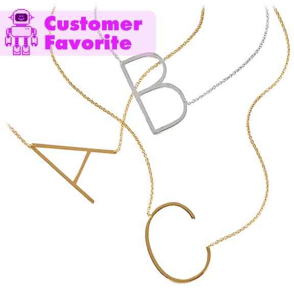 Pick-Your-2-Pack: Savvy Cie 18K Gold or White Gold Plated 1.5” Initial Necklace