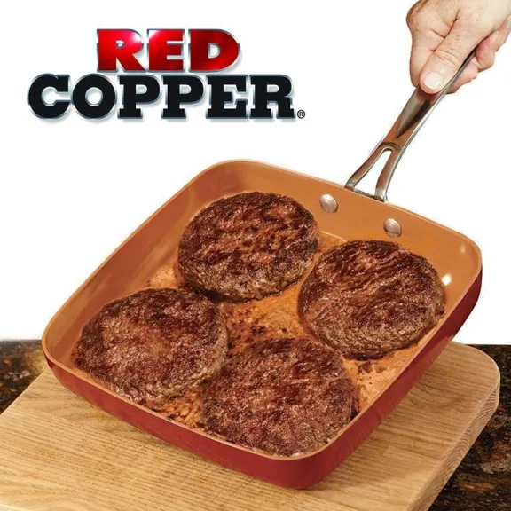 2-Piece Red Copper Square Pan Set