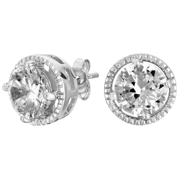 Genevive CZ Round Earrings