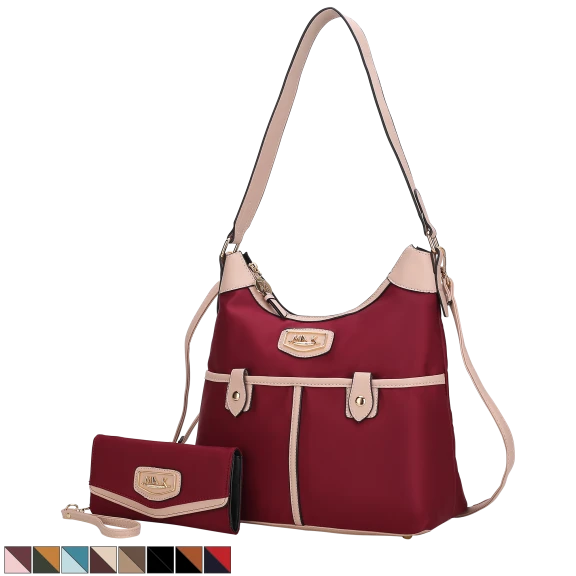 MKF Collection Harper Nylon Hobo Shoulder Handbag with Matching Wallet by Mia K.