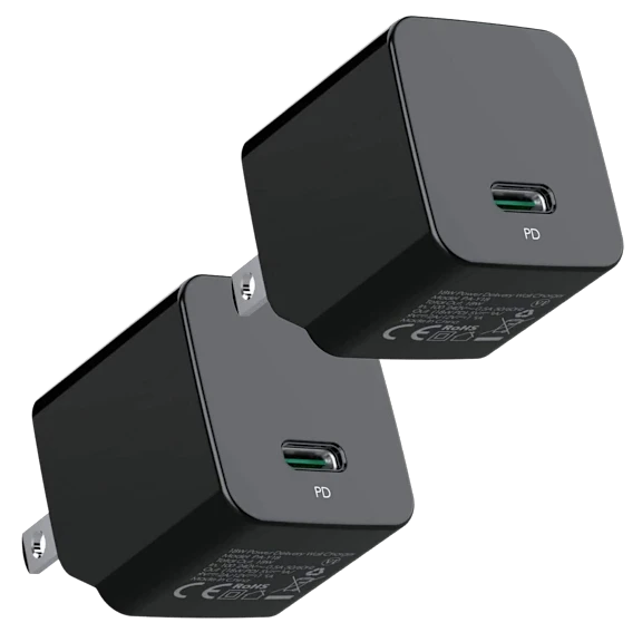 2 Pack: Aukey Minima 20w USB-C PD Fast Charger with Foldable Plug (Black)