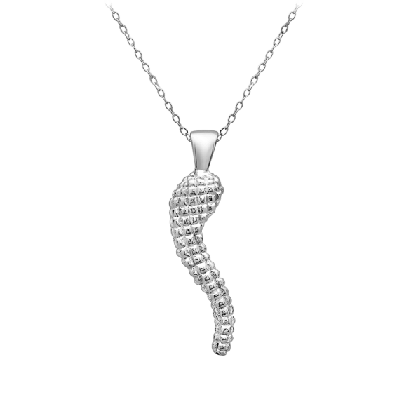 Pori Jewelers .925 Sterling Silver Detailed Italian Horn Charm Pendant Necklace