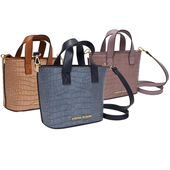 Adrienne Vittadini Marina Collection Croco Embossed Bucket Satchel