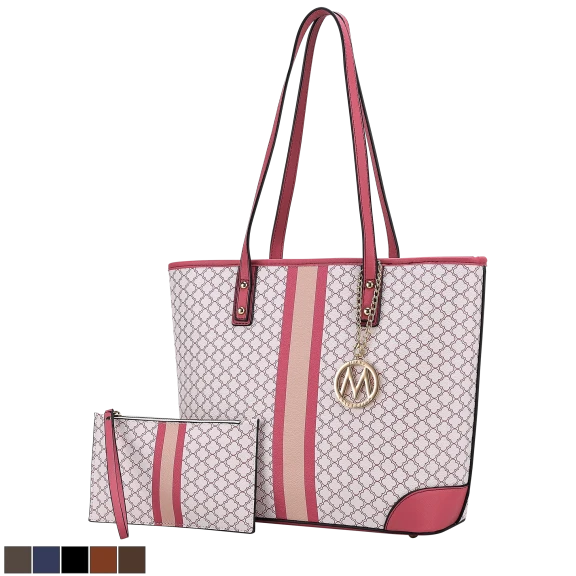 MKF Collection Arya Vegan Leather Women's Tote Bag with Wristlet Pouch by Mia K