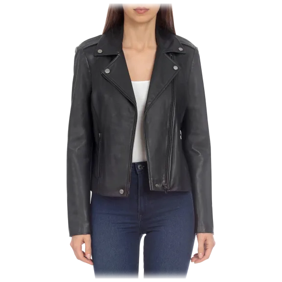 Badgley Mischka Classic Leather Biker Jacket