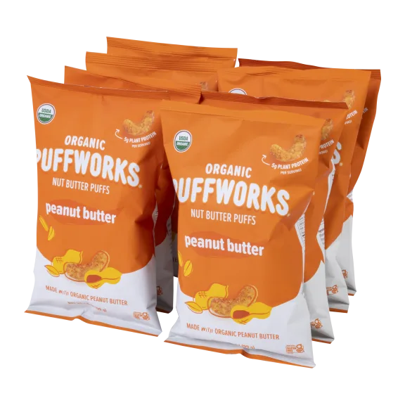 8-Pack: Puffworks Original Organic Peanut Butter Puffs (3.5 Oz)