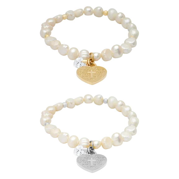 Steeltime "Moms Are the People Who Know Us Best" Freshwater Pearl Bracelets