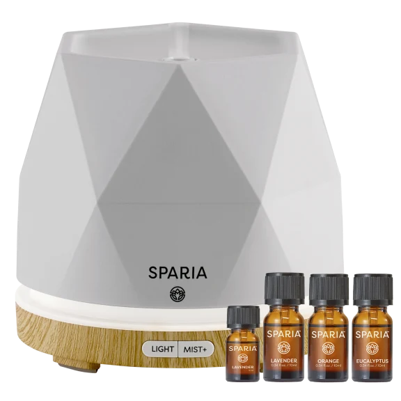 Sparia 140 ML Ultrasonic Diffuser with 4-Pack of Essential Oils