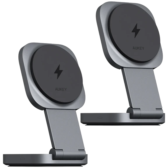 2-Pack: Aukey MagFusion Qi2 2-in-1 Foldable Chargers