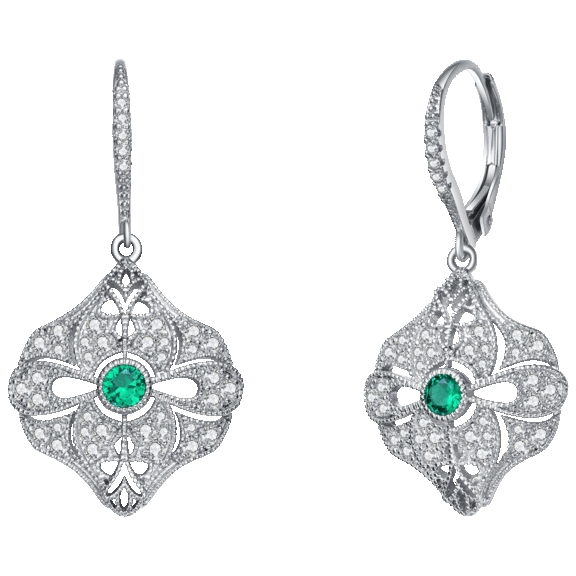 Genevive Sterling Silver Cubic Zirconia Wreath Leverback Earrings