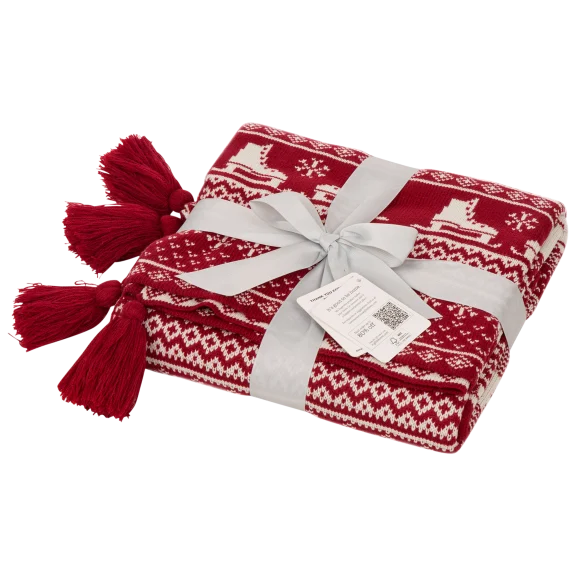 Glitzhome 60"Lx50"W Knitted Snowflake Acrylic Throw Blanket with Tassels