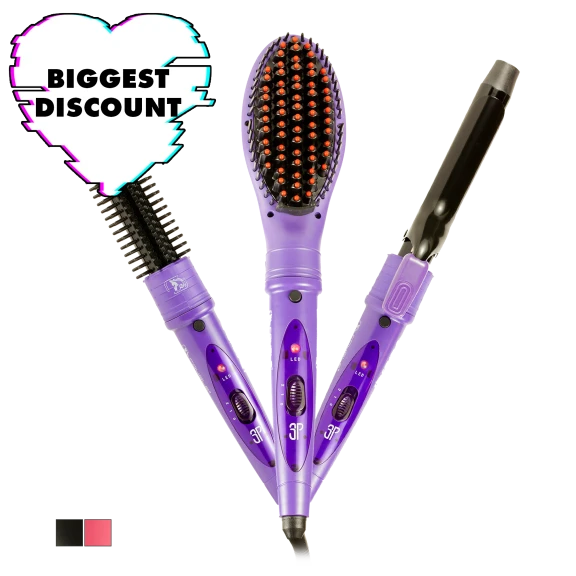 Royale USA Deluxe 3-in-1 Heated Styling Brush, Comb, & Curler