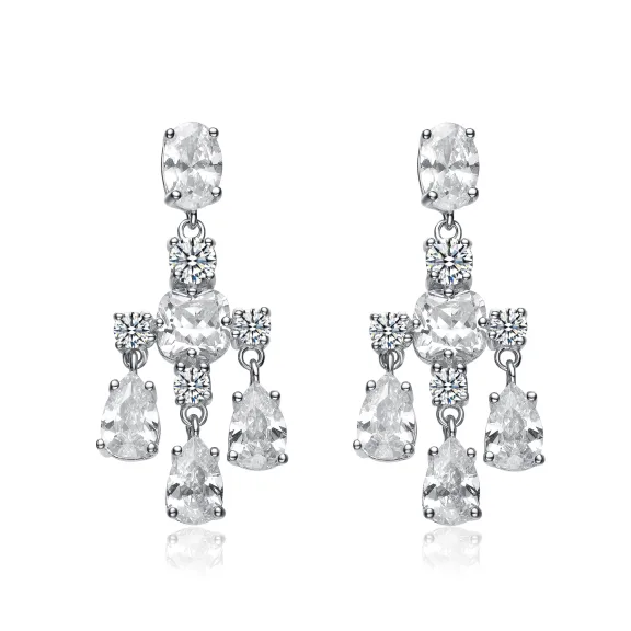Sterling & CZ Chandelier Earrings