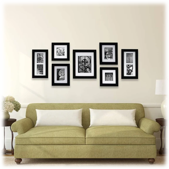 Gallery Perfect 7 Piece Black Wood Photo Frame Gallery Kit