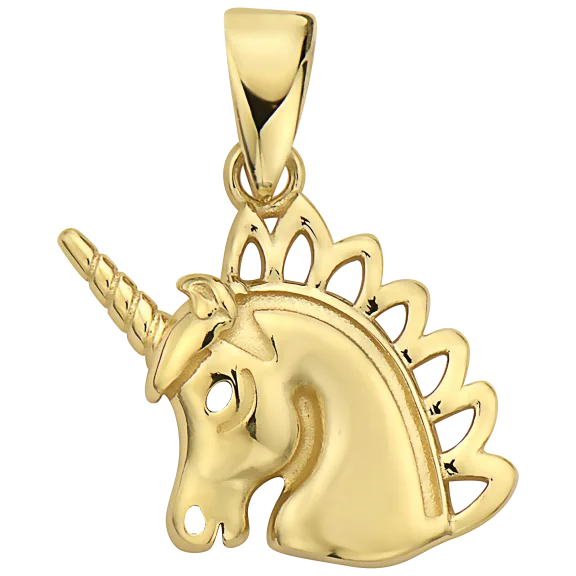 Pori Jewelers 14K Yellow Gold Cute Unicorn Pendant
