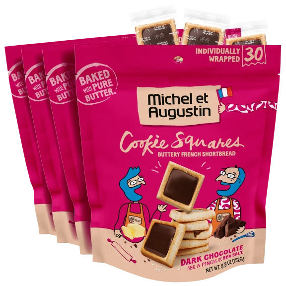 4-Pack: Michel et Augustin Dark Chocolate Cookie Squares