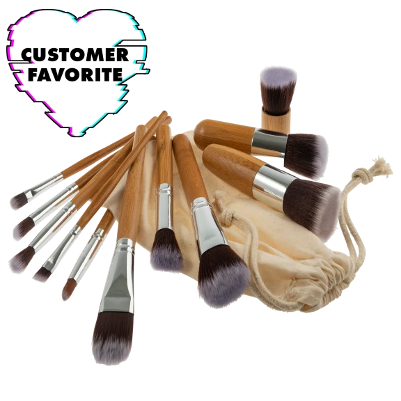 SwissTek 11-Piece Makeup Brush Set with Bonus Storage Bag