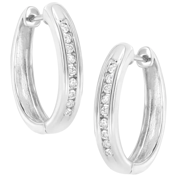 Haus of Brilliance Sterling Silver 1/4 Carat TW Lab-Grown Diamond Hoop Earrings