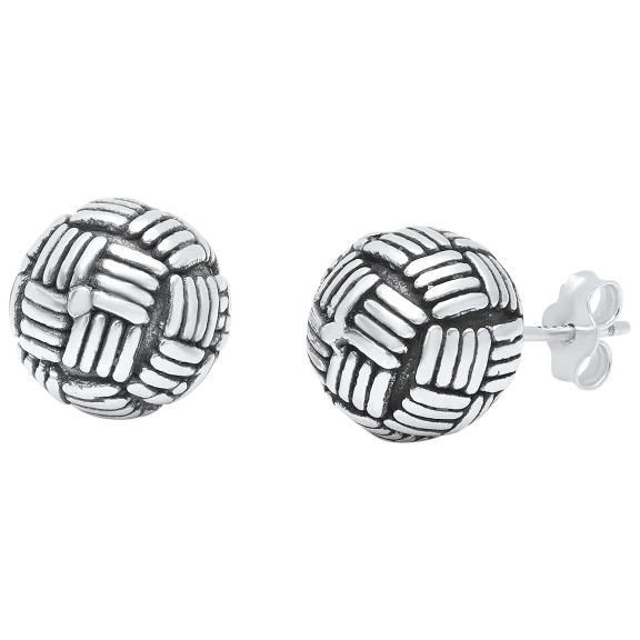 Pori Jewelers .925 Sterling Silver Detailed Ball Studs