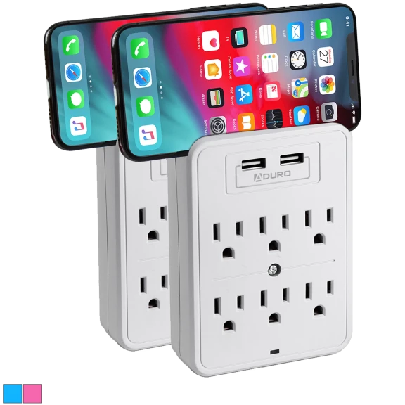 2-Pack: Aduro 6-Outlet Multi-Station With Dual USB Ports