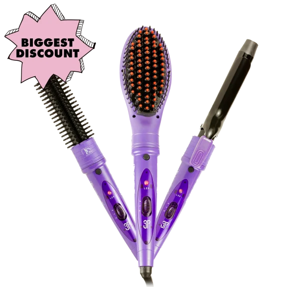 Royale USA Deluxe 3-in-1 Heated Styling Brush, Comb, & Curler