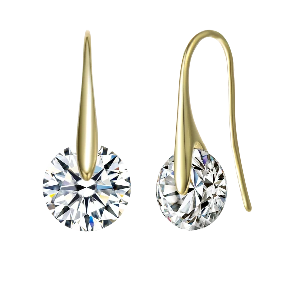 Stella Valentino 8 Carat TW Round Moissanite Solitaire Wire Drop Modern Earrings