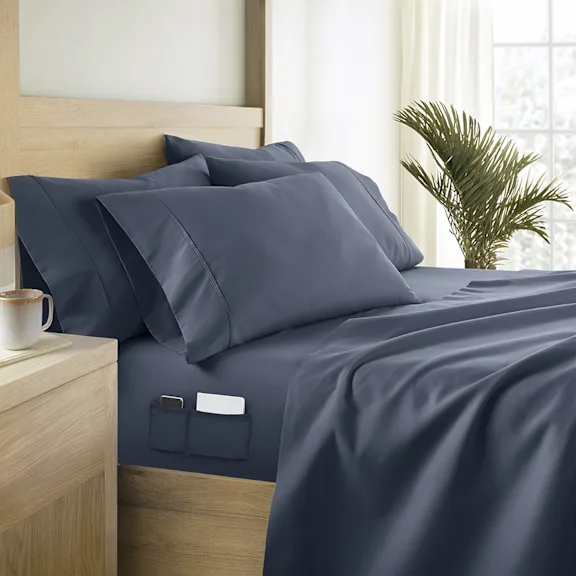 Cloth & Gable 6-Piece Luxe Top Label Pocket Sheet Set with Straps
