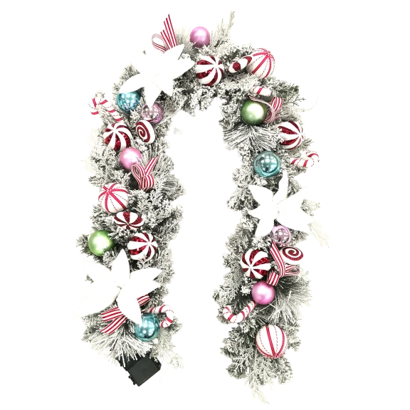 The 6' Cordless Peppermint Frost Garland
