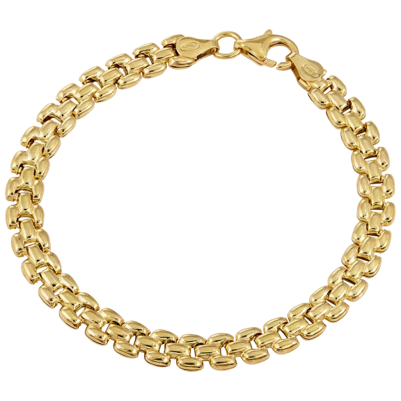 Savvy Cie Italian 18K Gold Over Sterling Panther Link Bracelet