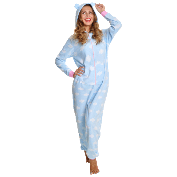 Angelina Women's Fleece Novelty One-Piece Hooded Pajamas