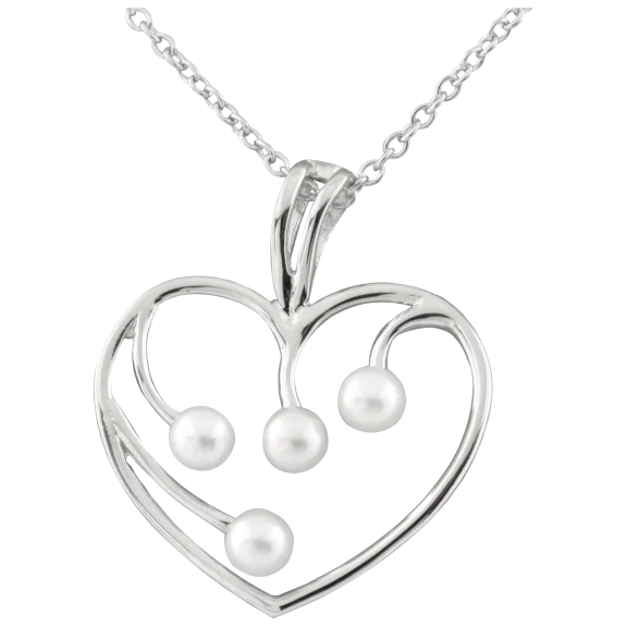Splendid Pearls Heart Shaped White Freshwater Pearl Pendant