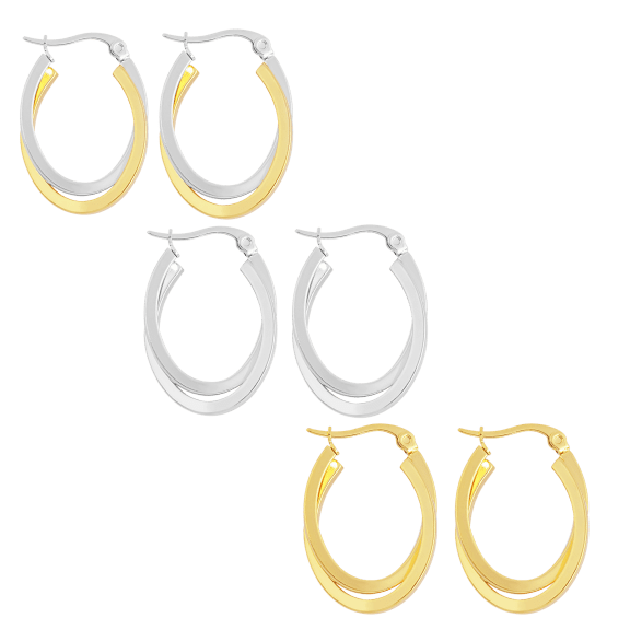 3-Pack: Edforce Steel Twisted Earrings