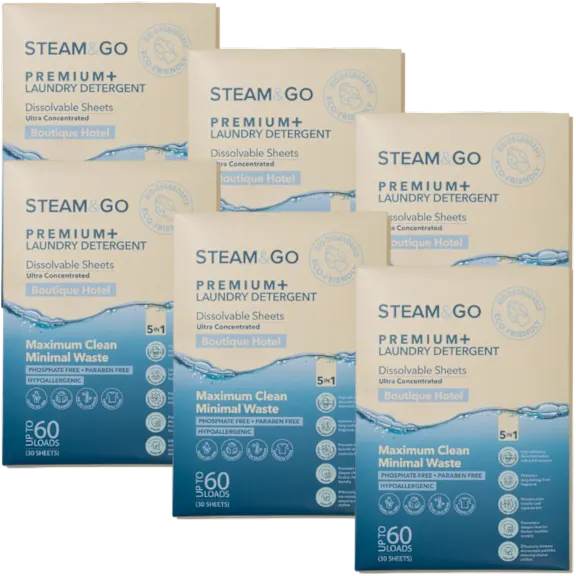 6-Pack: Steam & Go Laundry Sheets (180 sheets / 360 loads)