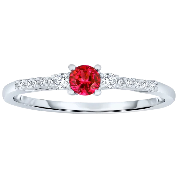 RelavenO Round Ruby Red Sterling Silver Engagement Ring