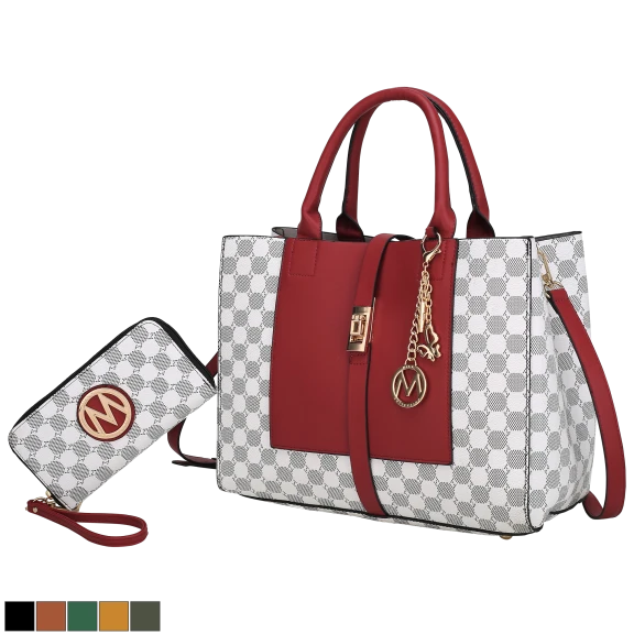 MKF Collection Yuliana Circular Print Satchel Bag with Wallet by Mia K.