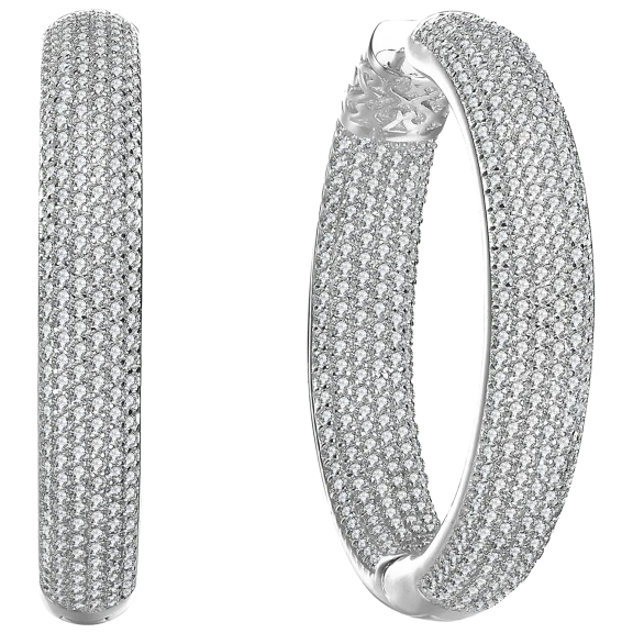 Megan Walford Stylish Pave Encrusted Cubic Zirconia Hoop Earrings