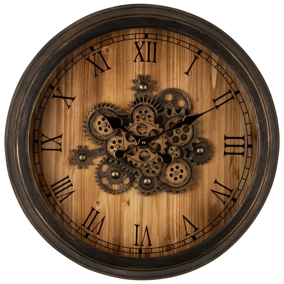 Glitzhome Vintage Industrial Oversized Wall Clock with Moving Gears