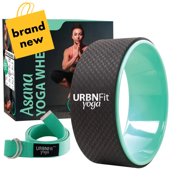 URBNFit 12" Back Pain Relief Wheel with Yoga Stretching Strap