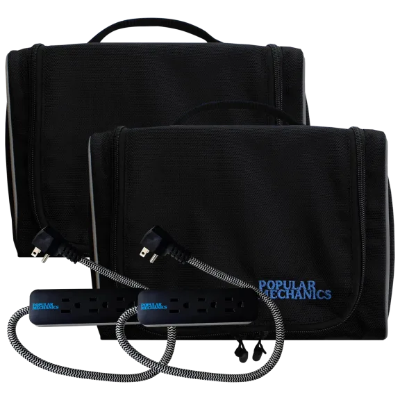 2-Pack: Popular Mechanics Travel Gear Bags with Powerstrip