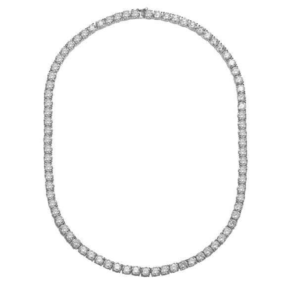 Elegant Rhodium Plated Tennis Necklace