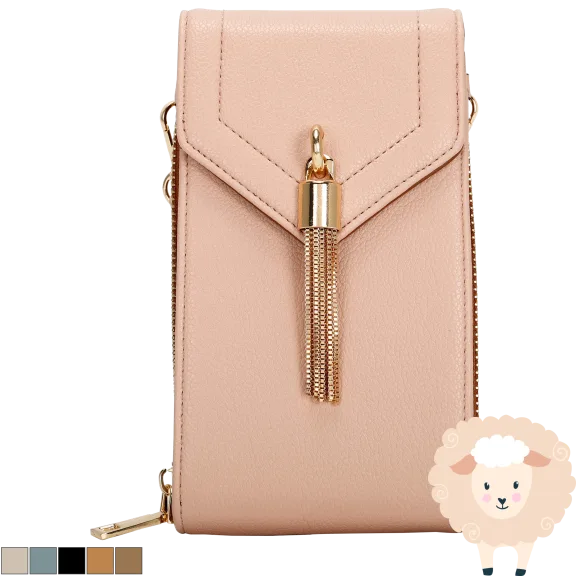 La Terre Vegan Leather South North Crossbody with Tassel Flap Cover