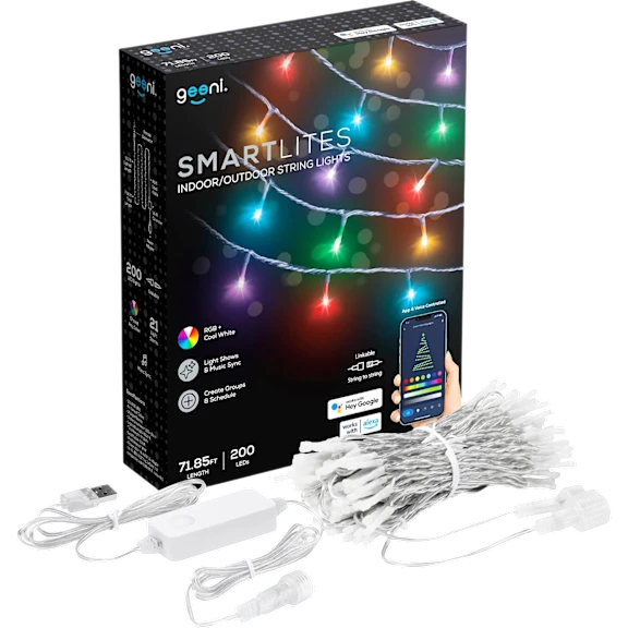 Geeni Smartlites 71.85' Indoor/Outdoor String Lights with 200 LEDs