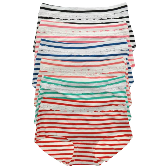 6-Pack: Angelina Cotton Mid-Rise Briefs with Flower Trim