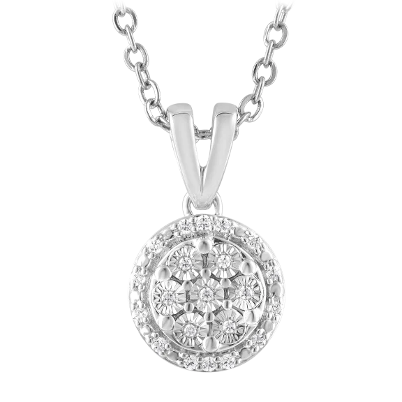 Diamond Muse 0.10 Carat Tw Diamond Round Pendant In Sterling Silver