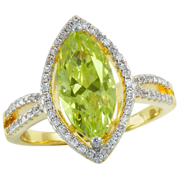 Savvy Cie 14K Gold Plated 3 Peridot Bold Marquise