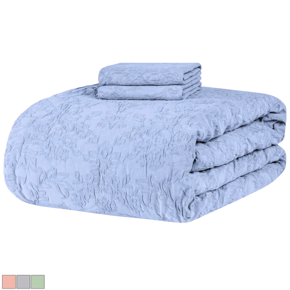 Concierge Collection 100% Cotton Stone Washed Jacquard Comforter Set