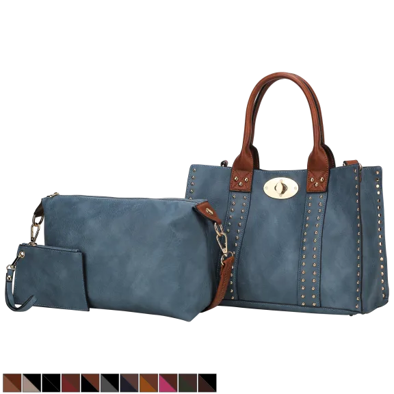 MKF Collection 3-Piece Elissa Satchel Handbag with Pouch & Coin Purse