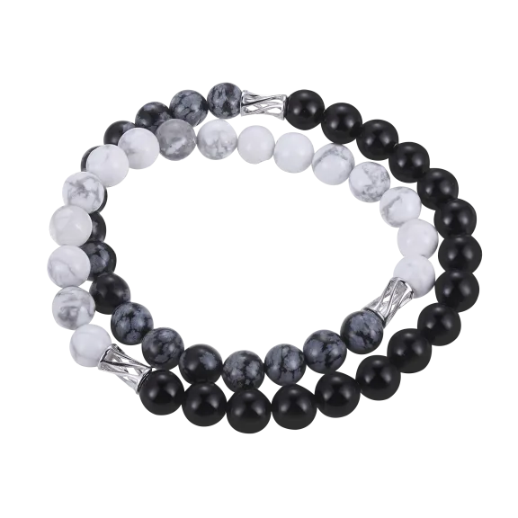 Morgan & Paige Sterling Silver Black and White Bead Bracelet
