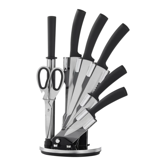 Cheer Collection 8-Piece Knife Set on Swivel Stand